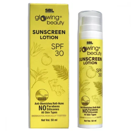 SBL Glowing Beauty Sunscreen Lotion SPF 30 – Anti-Blemish, Anti-Acne, No Parabens, Dermatologically Tested for All Skin Types | Dava Global