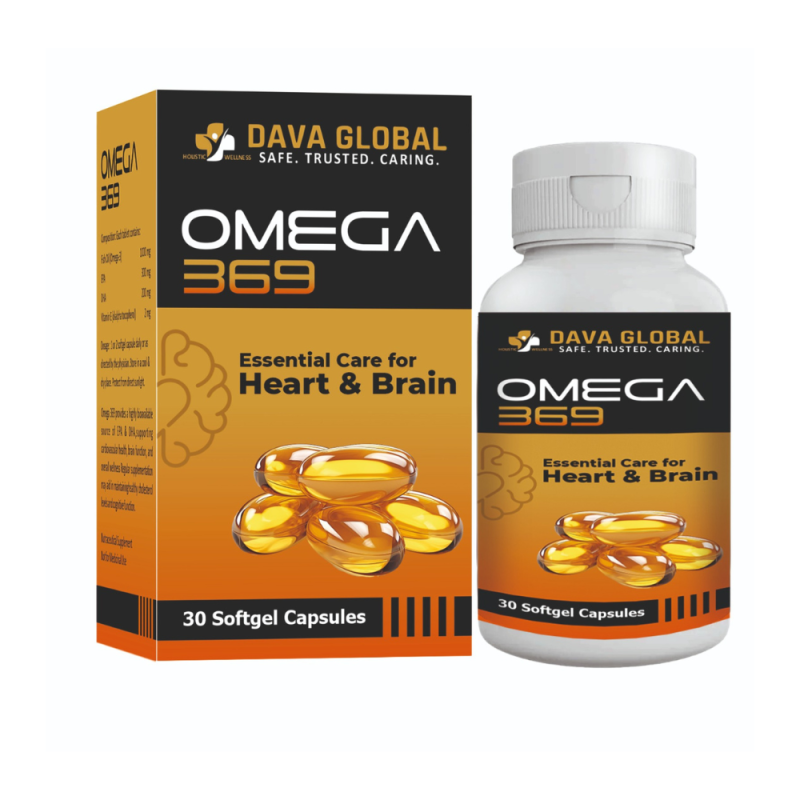 Omega 369 Softgel Capsules - Heart & Brain Support by Dava Global