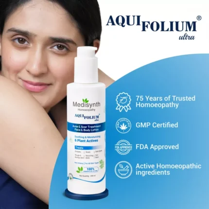 Medisynth Aquifolium Ultra Lotion for Acne and Scar Treatment 200ml by Dava Global