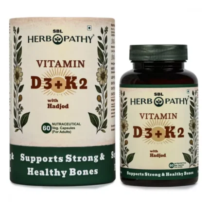 SBL Herbopathy Vitamin D3+K2 with Hadjod 60 Veg Capsules by Dava Global