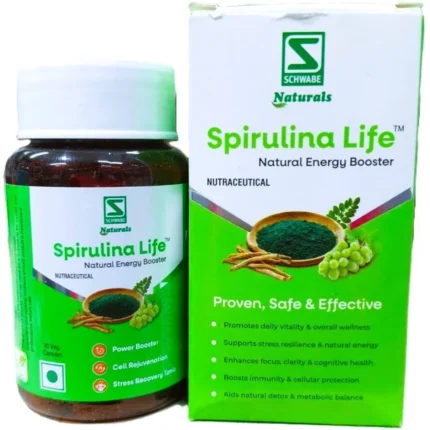 Dr Willmar Schwabe Spirulina Life Capsules (30 Veg Capsules) are a natural energy booster nutraceutical for daily vitality, immunity, stress resilience & cognitive health.
