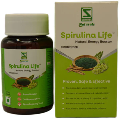Schwabe Naturals Spirulina Life Natural Energy Booster 30 Veg Capsules by Dava Global