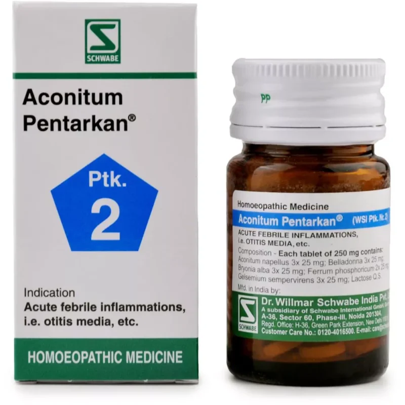 Dr Willmar Schwabe Aconitum Pentarkan Homoeopathic Medicine for Fever and Ear Infection India